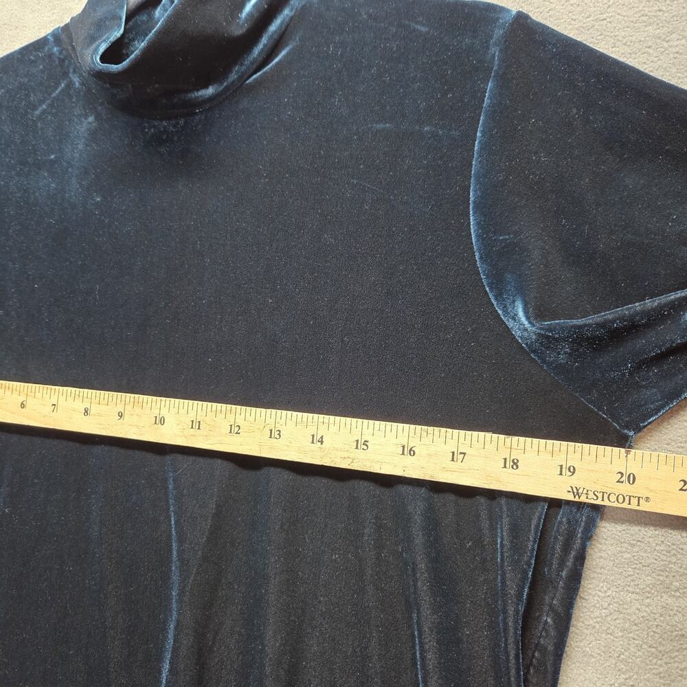 Vtg White Stag L Deep Teal Velvet Mock Neck Top Y2K Whimsigoth Academia Fairy - Picture 4 of 8